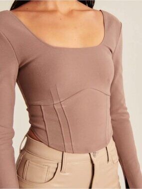 Abercrombie & Fitch- Corset Style Long Sleeve Crop Top sz.XS NWT